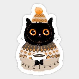 Kitty in Brown Lopapeysa Sticker